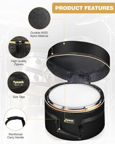 5-Piece Drum Case Set - Padded Drum Bags for 22" Kick, 12"/13"/16" Toms & 14" Snare Lightweight drum carrying cases for drummers, ideal for gig transport & long-term storage, protects standard kit in Kuwait