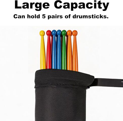 Drum stick Holder, Nylon Drum Sticks Bag, Drumstick Container Bag, Clamp-On Lockable Aluminium Alloy Drumstick Holder for Drum Set, Electric Drum Set,Up to 5 Pairs of Sticks in Kuwait