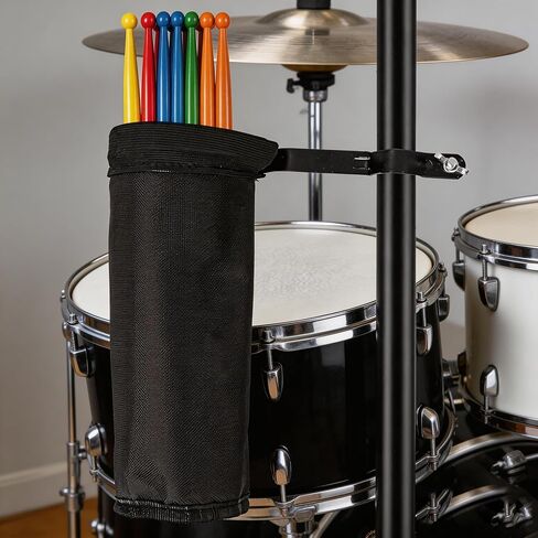 Drum stick Holder, Nylon Drum Sticks Bag, Drumstick Container Bag, Clamp-On Lockable Aluminium Alloy Drumstick Holder for Drum Set, Electric Drum Set,Up to 5 Pairs of Sticks in Kuwait