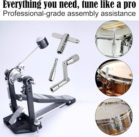 4pcs Drum Keys, Z-Shaped & T-Shaped & Drill Bit Tuning Keys with Storage Box for Acoustic and Electronic Drums Percussion Hardware Tool Essential Accessories and Drummer Gifts in Saudi Arabia