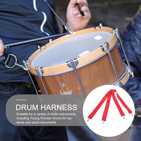 Zerodeko Adjustable Snare Drum Strap Belt with 5cm Wide Red Double Shoulder Straps, Metal Hook Instrument Belt Replacement for Marching Band and Adult Drum Carriers in Saudi Arabia
