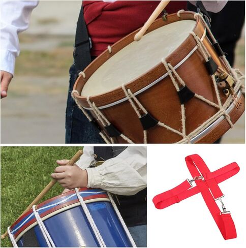 Zerodeko Adjustable Snare Drum Strap Belt with 5cm Wide Red Double Shoulder Straps, Metal Hook Instrument Belt Replacement for Marching Band and Adult Drum Carriers in Saudi Arabia