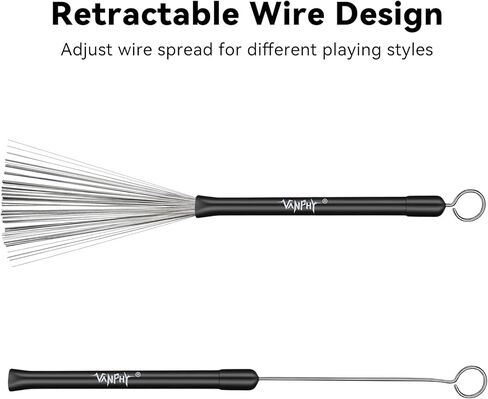 زوج واحد من فرش الطبلة سلكية قابلة للسحب مع مقابض مطاطية، فرش طبلة موسيقى الجاز الاحترافية لممارسة طبلة الفخ والأداء in Kuwait