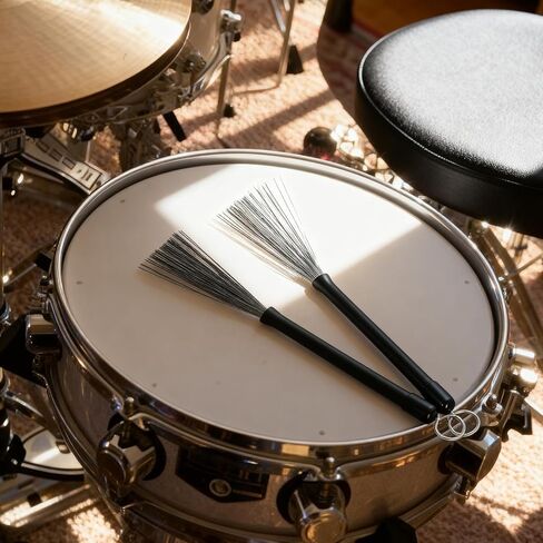 زوج واحد من فرش الطبلة سلكية قابلة للسحب مع مقابض مطاطية، فرش طبلة موسيقى الجاز الاحترافية لممارسة طبلة الفخ والأداء in Kuwait