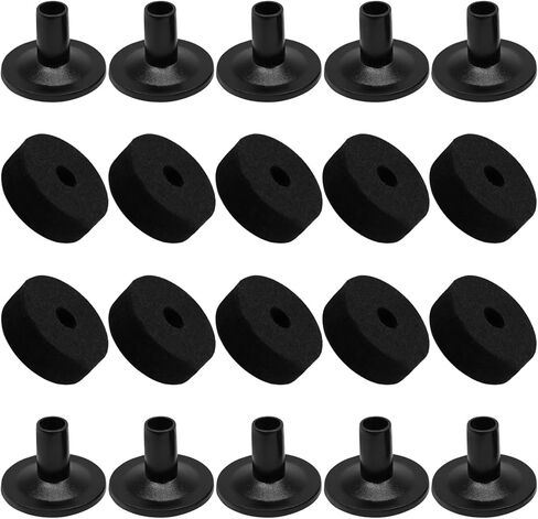 Hordion 20Pcs Cymbal Stand Sleeves and Felts Set, Black Felt Pads & Plastic Drum Cymbal Stand Sleeves Replacement Accessories for Drum Kit Maintenance in Kuwait
