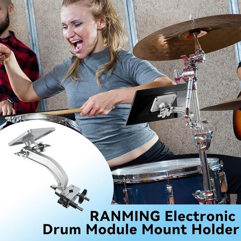 RANMING لوحة تركيب الوحدة الإلكترونية مع مشبك حامل وحدة الطبل الإلكترونية للتحكم الإلكتروني، وسادات الطبل متعددة الوسائد، مجموعة الطبول، حامل الصنج in Kuwait