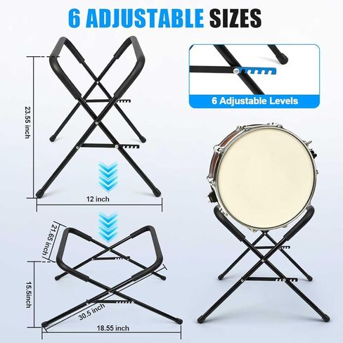 Ecliptica Adjustable Multi-Fit Folding Bass Drum Stand, Heavy-Duty 21" Steel Bass Drum Legs Rack with Thick Rubber Pads Riser for Large Drums for Band & Orchestral Performances in Kuwait