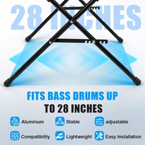 Ecliptica Adjustable Multi-Fit Folding Bass Drum Stand, Heavy-Duty 21" Steel Bass Drum Legs Rack with Thick Rubber Pads Riser for Large Drums for Band & Orchestral Performances in Kuwait