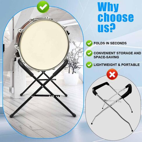 Ecliptica Adjustable Multi-Fit Folding Bass Drum Stand, Heavy-Duty 21" Steel Bass Drum Legs Rack with Thick Rubber Pads Riser for Large Drums for Band & Orchestral Performances in Kuwait
