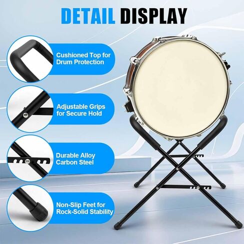 Ecliptica Adjustable Multi-Fit Folding Bass Drum Stand, Heavy-Duty 21" Steel Bass Drum Legs Rack with Thick Rubber Pads Riser for Large Drums for Band & Orchestral Performances in Kuwait
