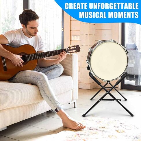 Ecliptica Adjustable Multi-Fit Folding Bass Drum Stand, Heavy-Duty 21" Steel Bass Drum Legs Rack with Thick Rubber Pads Riser for Large Drums for Band & Orchestral Performances in Kuwait