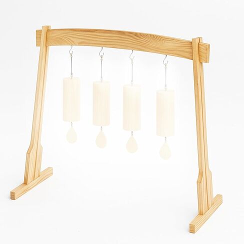 14" Gong Stand Wood Wind Chimes Stand with Base for 1 Gong or 4 Chimes, Portable Multipurpose Easy Assembly, about 25 x 24 x 12 Inches, for Sound Healing, Meditation, Yoga in Saudi Arabia