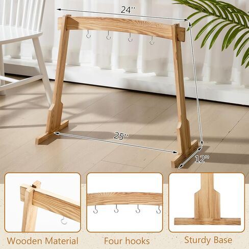 14" Gong Stand Wood Wind Chimes Stand with Base for 1 Gong or 4 Chimes, Portable Multipurpose Easy Assembly, about 25 x 24 x 12 Inches, for Sound Healing, Meditation, Yoga in Saudi Arabia