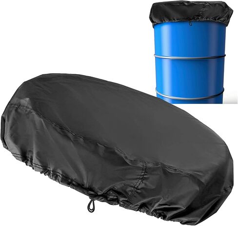 420 Oxford Cloth 55 Gallon Drum Cover, All Season Dust impervious proof water Cover Rain Proof Windproof Frost Protection, Drawstring Hem Black Outdoor Protector in Saudi Arabia