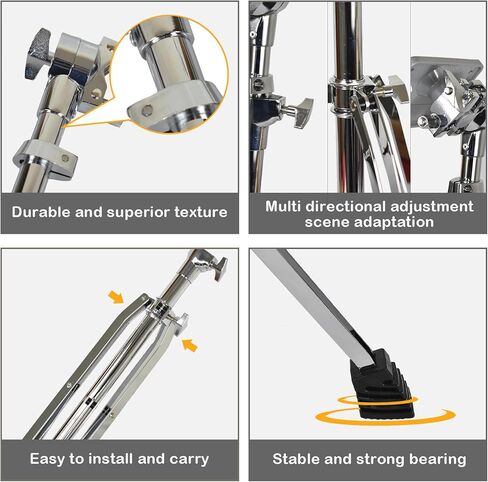 حامل وسادة الطبل عالي التحمل مزدوج الدعامة من الفولاذ، حامل قابل للتعديل الارتفاع والزاوية مع أقدام مطاطية غير قابلة للانزلاق وصينية للوحة ممارسة الطبل وطبل الفخ in Kuwait