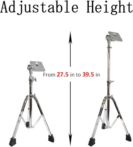 حامل وسادة الطبل عالي التحمل مزدوج الدعامة من الفولاذ، حامل قابل للتعديل الارتفاع والزاوية مع أقدام مطاطية غير قابلة للانزلاق وصينية للوحة ممارسة الطبل وطبل الفخ in Kuwait