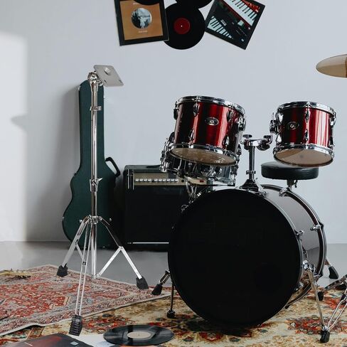 حامل وسادة الطبل عالي التحمل مزدوج الدعامة من الفولاذ، حامل قابل للتعديل الارتفاع والزاوية مع أقدام مطاطية غير قابلة للانزلاق وصينية للوحة ممارسة الطبل وطبل الفخ in Kuwait
