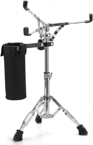 حامل طبل Snare مع حقيبة حامل عصا الطبل السوداء، حامل ثلاثي القوائم مزدوج قابل للتعديل يناسب طبول Snare مقاس 12-14 بوصة ومنصات التدريب، قاعدة أجهزة فضية خفيفة الوزن (ارتفاع 17 بوصة - 26 بوصة) للمبتدئين in Kuwait