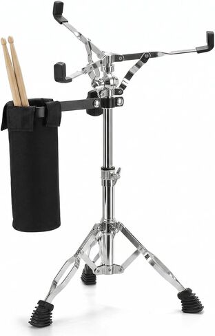 حامل طبل Snare مع حقيبة حامل عصا الطبل السوداء، حامل ثلاثي القوائم مزدوج قابل للتعديل يناسب طبول Snare مقاس 12-14 بوصة ومنصات التدريب، قاعدة أجهزة فضية خفيفة الوزن (ارتفاع 17 بوصة - 26 بوصة) للمبتدئين in Kuwait