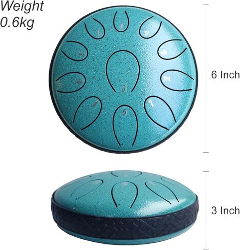 Steel Tongue Drum 6 Inch 11 Notes, Rain Drum D Major Handpan Drum for Music Lovers Meditation Yoga Beginner Gift for Families/Friends,Peacock Green in Kuwait