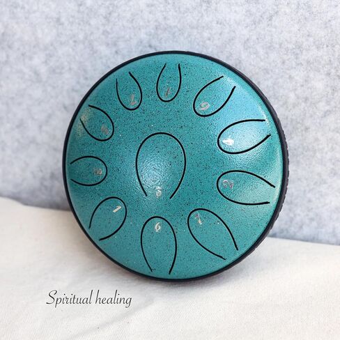 Steel Tongue Drum 6 Inch 11 Notes, Rain Drum D Major Handpan Drum for Music Lovers Meditation Yoga Beginner Gift for Families/Friends,Peacock Green in Kuwait