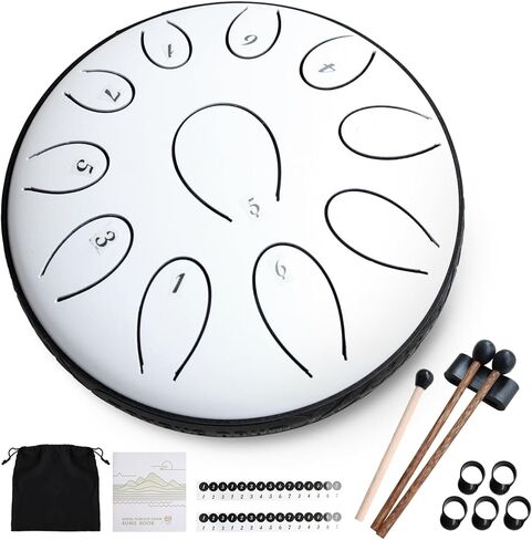 Steel Tongue Drum 6 Inch 11 Notes, Rain Drum D Major Handpan Drum for Music Lovers Meditation Yoga Beginner Gift for Families/Friends,Peacock Green in Kuwait