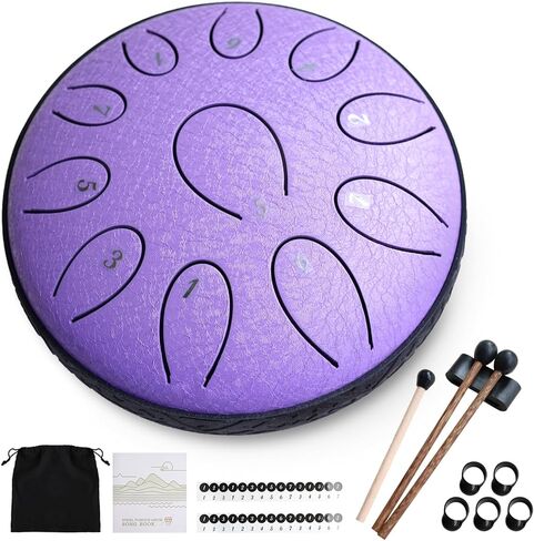 Steel Tongue Drum 6 Inch 11 Notes, Rain Drum D Major Handpan Drum for Music Lovers Meditation Yoga Beginner Gift for Families/Friends,Peacock Green in Kuwait