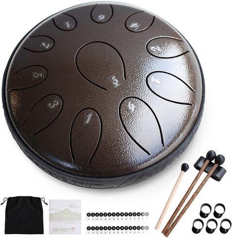 Steel Tongue Drum 6 Inch 11 Notes, Rain Drum D Major Handpan Drum for Music Lovers Meditation Yoga Beginner Gift for Families/Friends,Peacock Green in Kuwait