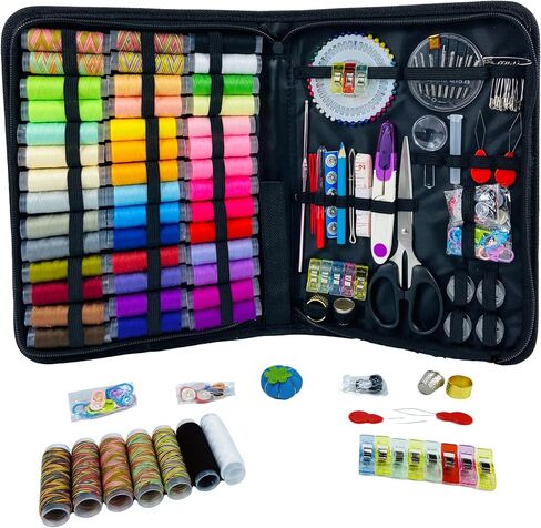 HYHJMISTY Sewing Kit for Adults, 50 Color Sewing Thread Kit, 295PCS Sewing Accessories with Ergonomic Scissors, Portable Professional Mending Essentials for Travel, Home, Beginners in Saudi Arabia