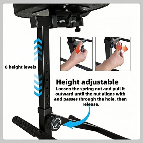 مقعد جيتار BlissKiss قابل للتعديل مع دعم خلفي - عرش موسيقي محترف مع شماعة أدوات، تصميم قابل للطي للمسرح والاستوديو، نطاق ارتفاع 33.9 بوصة - 42.1 بوصة، أسود in Kuwait