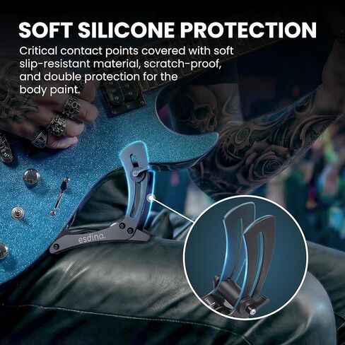 Esdina Electric Guitar Leg Rest, Ergonomic Thigh Support, Adjustable Foot Rest Stand, Soft Silicone Protection, Aluminum Alloy, Fits 1.46“ - 2.17“ in Guitar Body Thickness in Kuwait