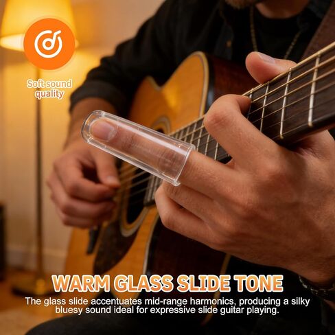 Guitar Slide Set – 2-Piece Glass & Stainless Steel Slide for Guitar & Bass, Medium Tone Bar, Smooth Sustain and Clear Slide Sound in Kuwait