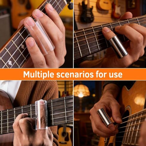 Guitar Slide Set – 2-Piece Glass & Stainless Steel Slide for Guitar & Bass, Medium Tone Bar, Smooth Sustain and Clear Slide Sound in Kuwait