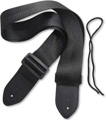 Black Guitar Strap, Minimalist Adjustable Guitar Straps Universal Fit for Acoustic/Electric/Bass Guitars, Comfortable Durable Headstock Tie for Secure Hold in Kuwait