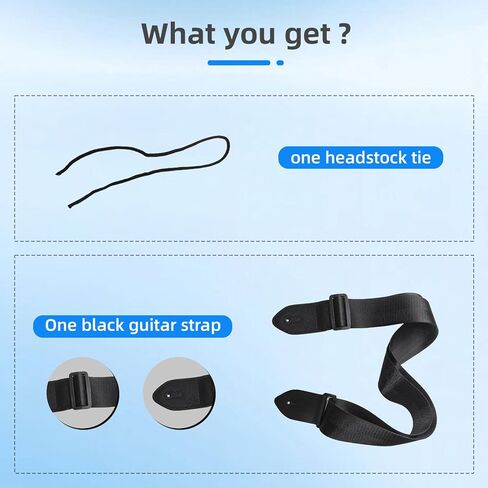 Black Guitar Strap, Minimalist Adjustable Guitar Straps Universal Fit for Acoustic/Electric/Bass Guitars, Comfortable Durable Headstock Tie for Secure Hold in Kuwait