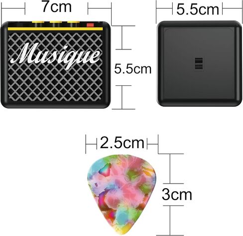Guitar Pick Holder - Pick Storage Box Display Stand, Includes 10 Picks and Metal Guitar Necklace. Ideal Gift for Guitarists and Musicians in Saudi Arabia