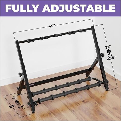 Liquid Stands Premium Multi Guitar Stand Rack for 3&5 Guitars, Foldable Height Adjustable Design with 5 Neck Holders, 12 Foam Pad Separators, Floor Storage Folding Guitar Rack for Multiple Instruments in Saudi Arabia