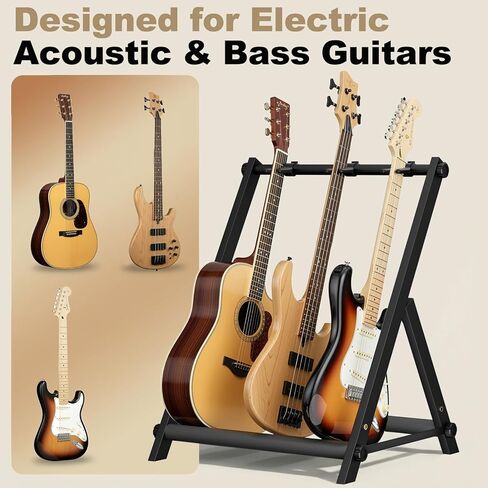 3 Multi Guitar Stand Rack With Thick Rubber Padding,Guitar Rack for Acoustic,Classical,Electric,Bass,Studio & Home,Durable,black(3 Holder) in Saudi Arabia