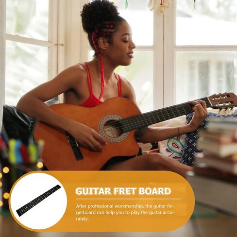Guitar Neck Replacement Wood Guitar Fingerboard Folk Guitar Fretboard Unfinished Parts for DIY Electric Acoustic Guitar Accessory 38inch Black in Saudi Arabia