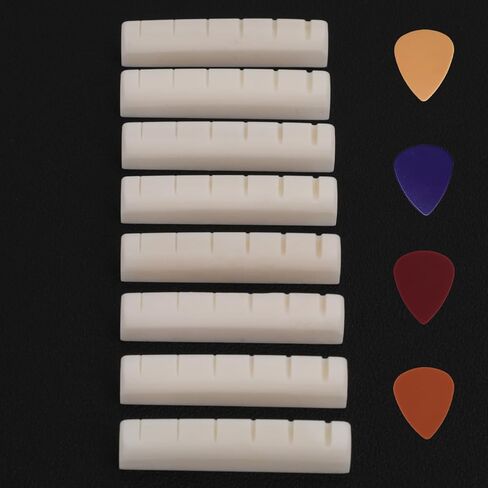 صواميل جيتار صوتي، صواميل عظمة مشقوقة مسبقًا 43 مم (1-11/16 بوصة) مناسبة للجيتار الصوتي، استبدال 6 أوتار، عظمة طبيعية باللون الأصلي للصيانة طويلة الأمد (4 قطع صواميل) in Kuwait