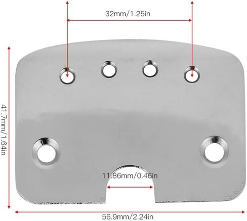 Tailpiece 56.9mm,4-String Guitar Neck Plate for Guitar Bass Musical Instrument Performance Accessory,Silver Pre-Drilled Replacement Part with Screws in Kuwait