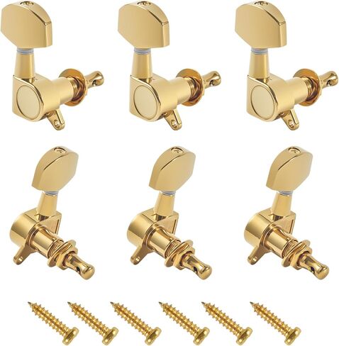 6 Pieces 3L3R Guitar Tuning Pegs, Machine Heads for Electric and Acoustic Guitars, Single Screw Mount, Modern Universal Fit for Electric & Acoustic Guitars (Gold) in Saudi Arabia
