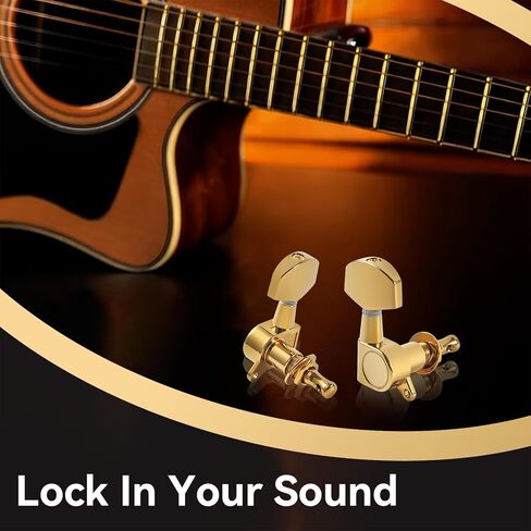 6 Pieces 3L3R Guitar Tuning Pegs, Machine Heads for Electric and Acoustic Guitars, Single Screw Mount, Modern Universal Fit for Electric & Acoustic Guitars (Gold) in Saudi Arabia