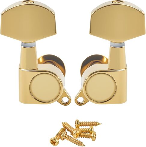 6 Pieces 3L3R Guitar Tuning Pegs, Machine Heads for Electric and Acoustic Guitars, Single Screw Mount, Modern Universal Fit for Electric & Acoustic Guitars (Gold) in Saudi Arabia
