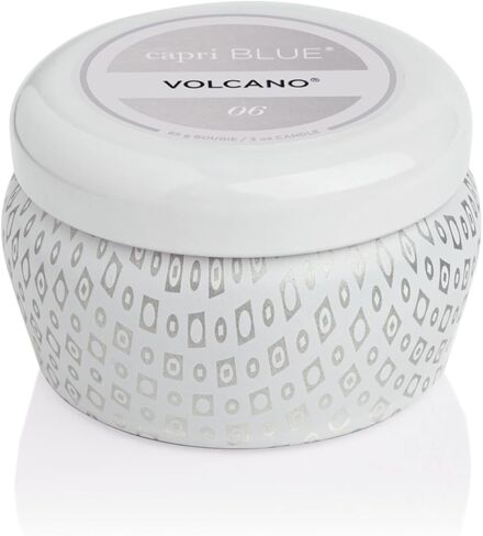 Capri Blue Volcano Scented Mini Tin Candle - Printed Mini Tin Jar Candle - Luxury Candles for Home Scented with Tropical Fruit & Sugared Citrus - Soy Candle Wax Blend - White Candle (3 oz) in Kuwait