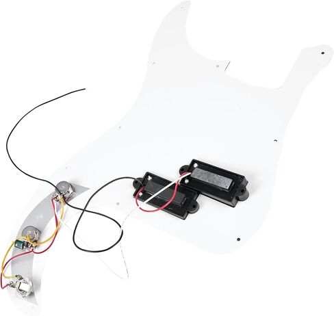 Pre-Wired Loaded P Bass Pickguard for Precision P Bass, White – Complete Control Assembly, Solderless Upgrade Replacement, Classic P-Bass Pick Guard in Kuwait