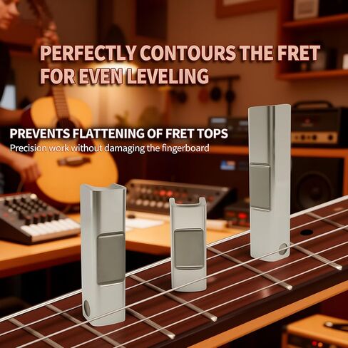 PrimeMach® Single Fret Leveler، 3 عبوات - أداة تسوية الآلات الدقيقة للآلات الموسيقية والأدوات اليدوية، تصميم مريح للقيثارات الكهربائية والصوتية والباس in Kuwait