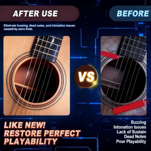 PrimeMach® Single Fret Leveler، 3 عبوات - أداة تسوية الآلات الدقيقة للآلات الموسيقية والأدوات اليدوية، تصميم مريح للقيثارات الكهربائية والصوتية والباس in Kuwait