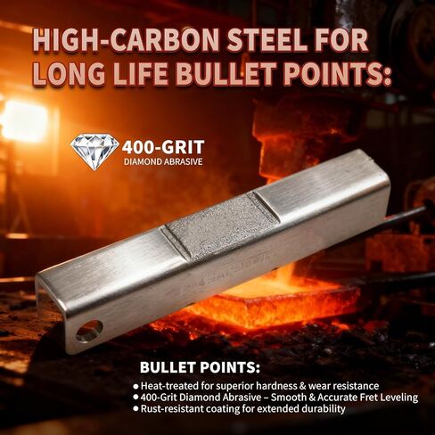 PrimeMach® Single Fret Leveler، 3 عبوات - أداة تسوية الآلات الدقيقة للآلات الموسيقية والأدوات اليدوية، تصميم مريح للقيثارات الكهربائية والصوتية والباس in Kuwait