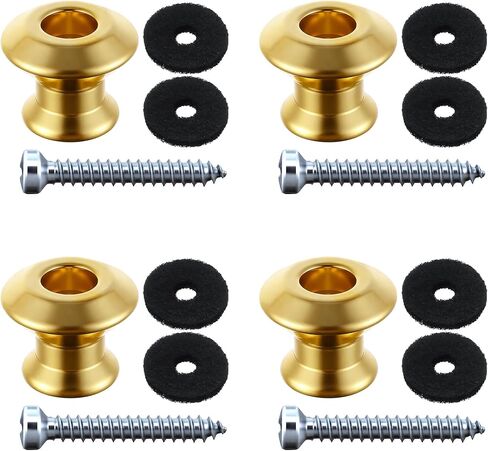 Feekoon 4 Set Guitar Strap Button Compatible with Dunlop Straplok, Dual Design Strap Locks Electric Guitar, 360° Rotating Lock Button for Bass/Ukulele (Black) in Kuwait